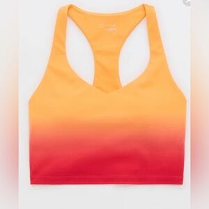 NWT Aerie OFFLINE Sunrise Ombre Sports Bra Workout Top Small Yellow Red